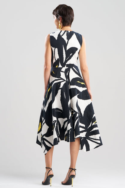 NATORI Leaf Matelassé Cotton Origami Maxi Dress