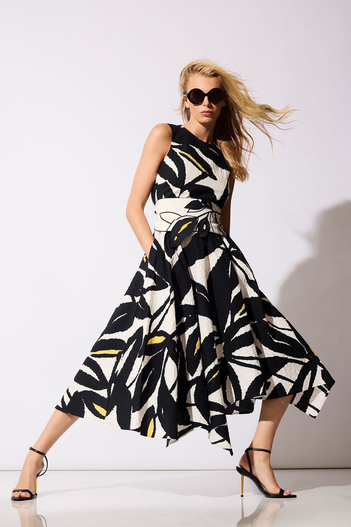 NATORI Leaf Matelassé Cotton Origami Maxi Dress