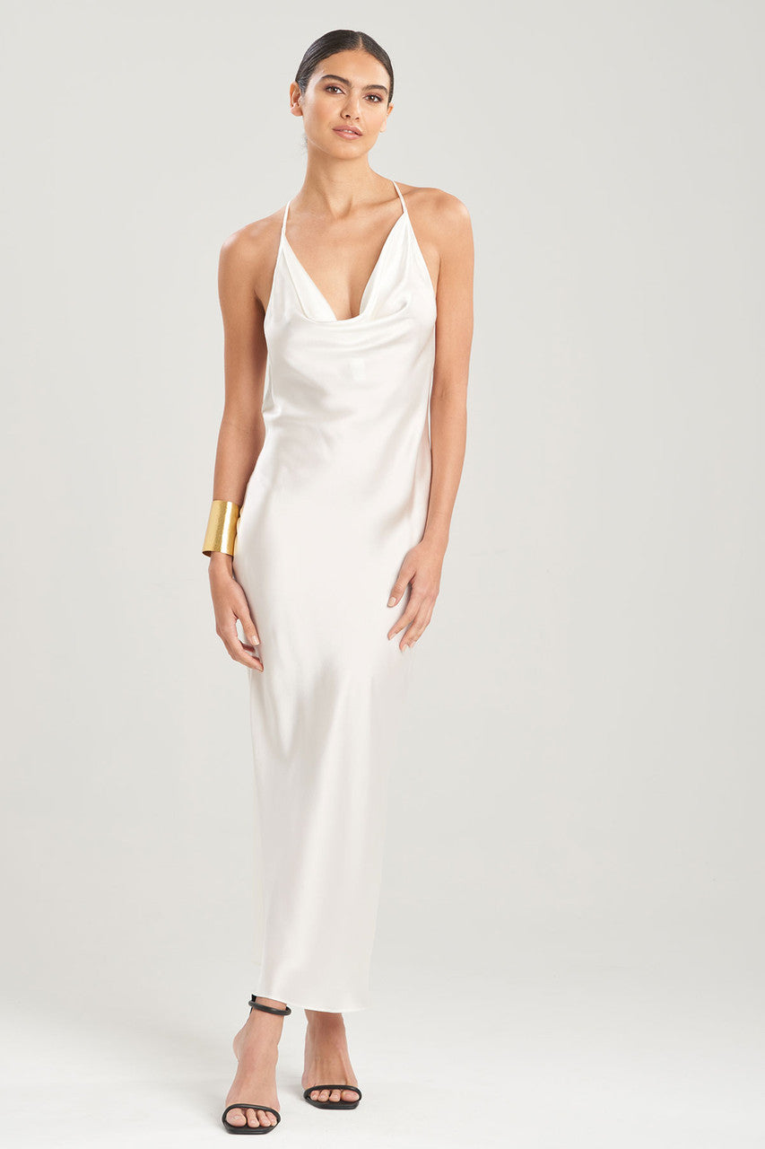NATORI Buy Key Essentials Silk T-Back Gown in Warm White Online
