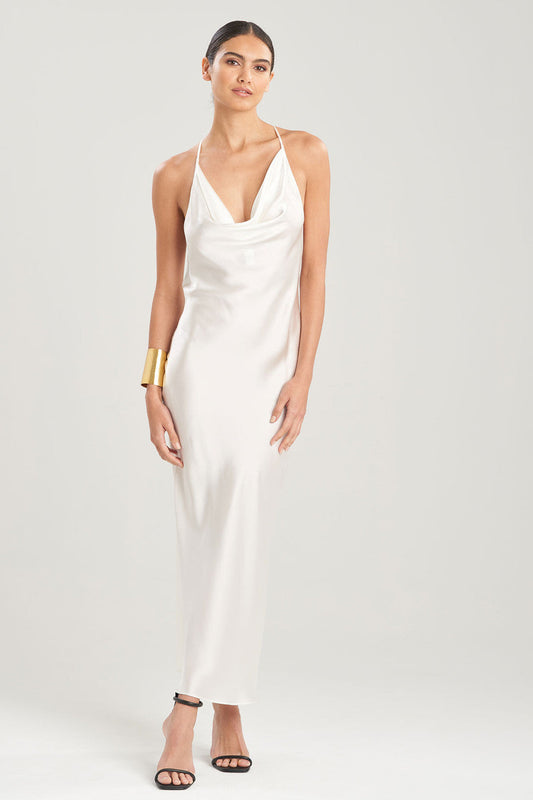 NATORI Buy Key Essentials Silk T-Back Gown in Warm White Online