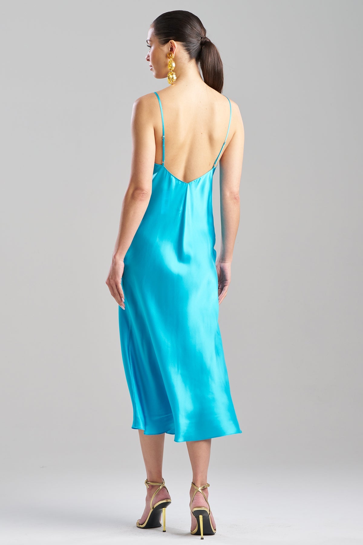NATORI Key Cowl Neck Silk Slip Dress