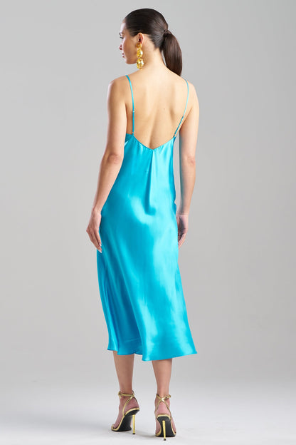 NATORI Key Cowl Neck Silk Slip Dress