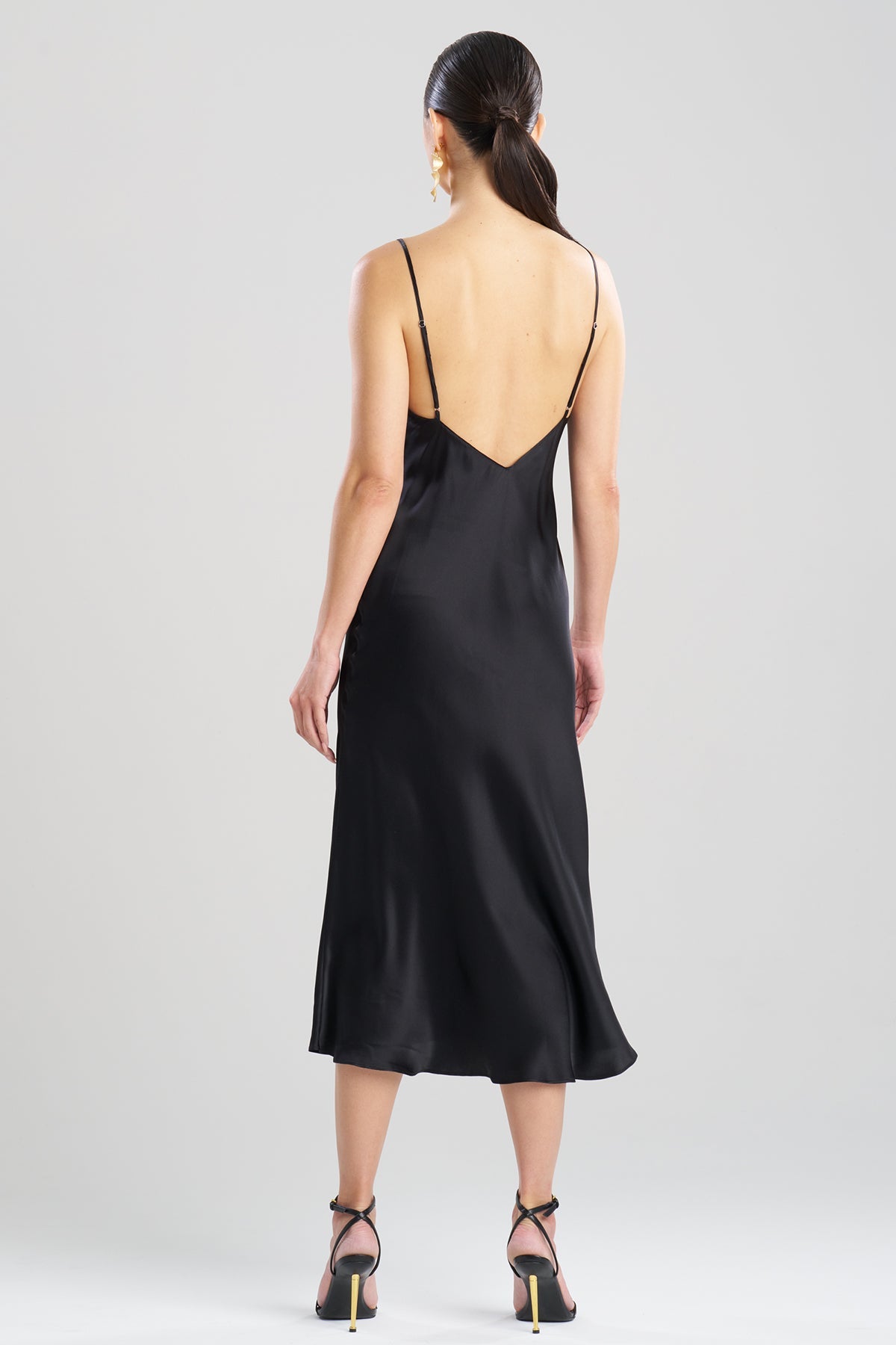 NATORI Key Cowl Neck Silk Slip Dress