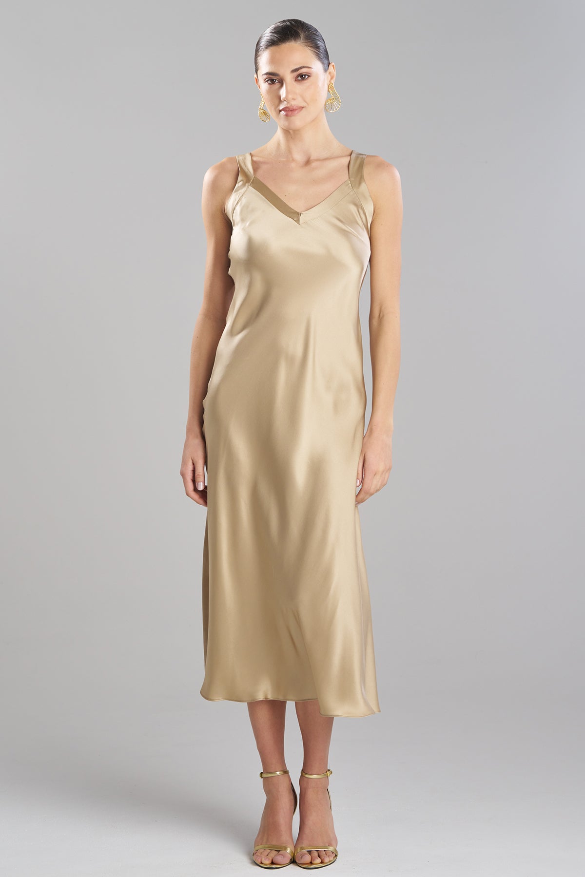 NATORI Key Backless Silk Slip Dress