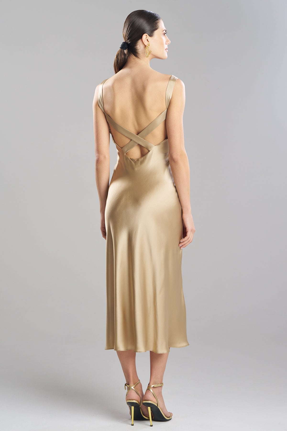 NATORI Key Backless Silk Slip Dress