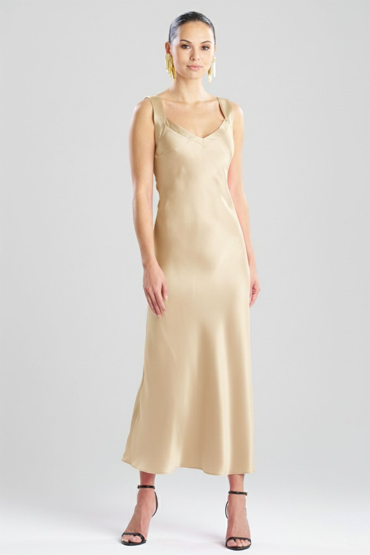NATORI Key Backless Silk Slip Dress