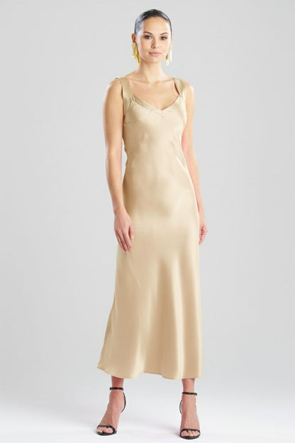 NATORI Key Backless Silk Slip Dress