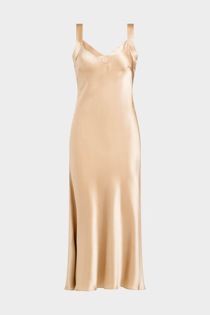 NATORI Key Backless Silk Slip Dress