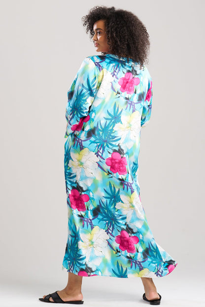 NATORI Viva Printed Satin Caftan