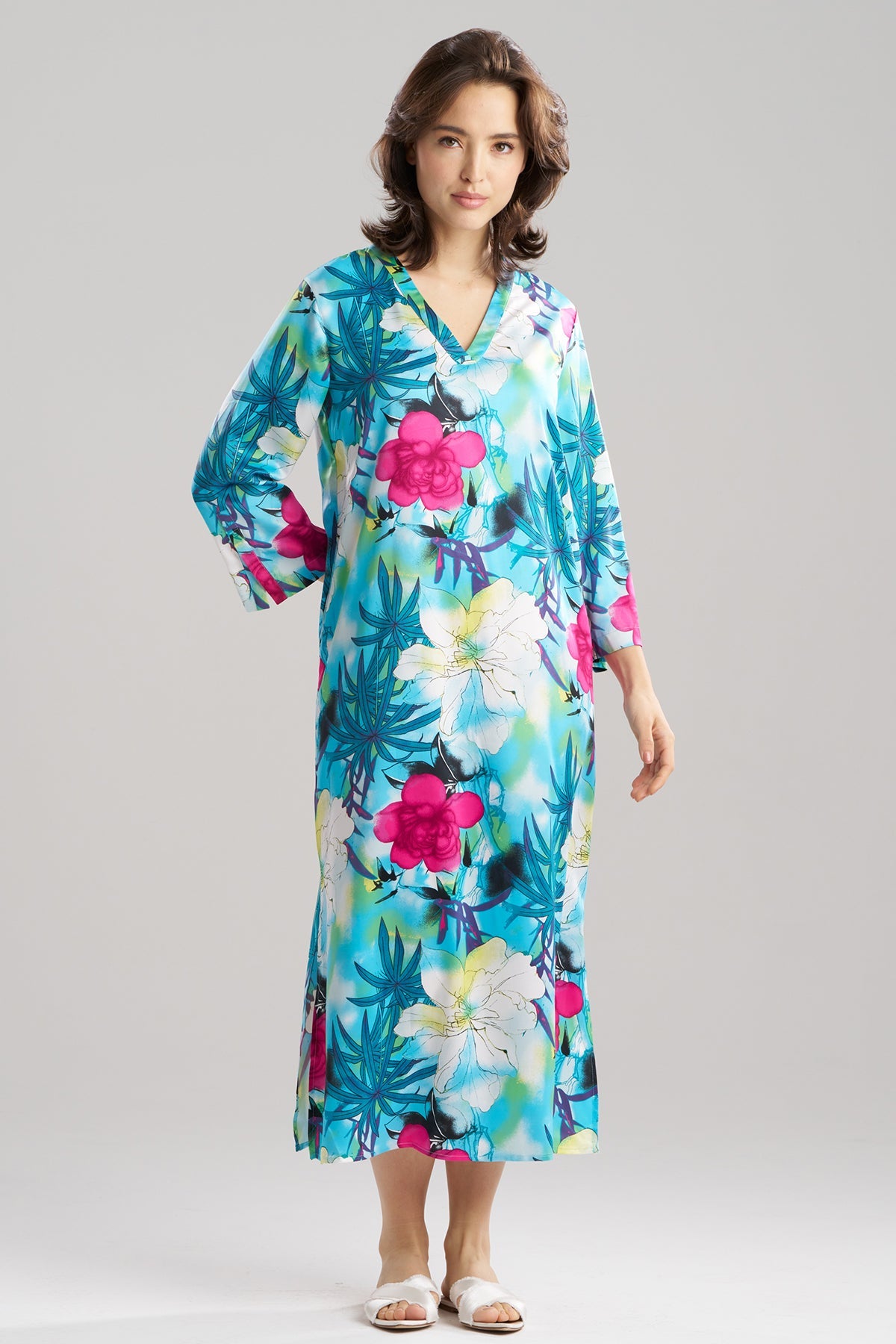 NATORI Viva Printed Satin Caftan