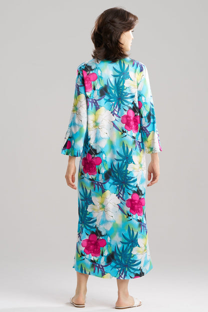 NATORI Viva Printed Satin Caftan