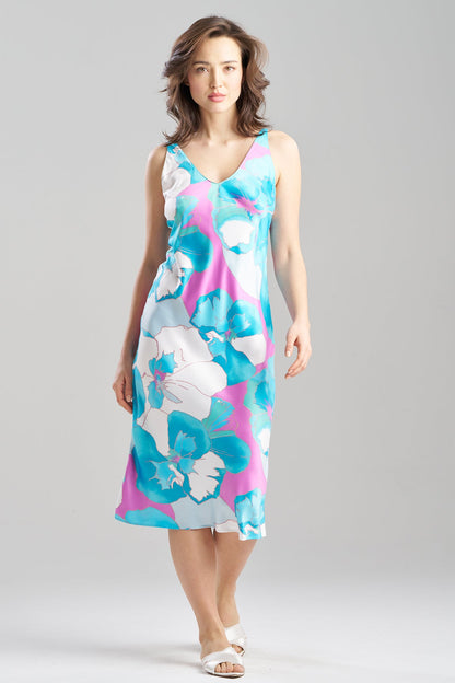 NATORI Floria Printed Satin Slip Dress