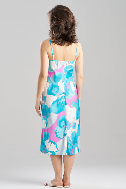 NATORI Floria Printed Satin Slip Dress