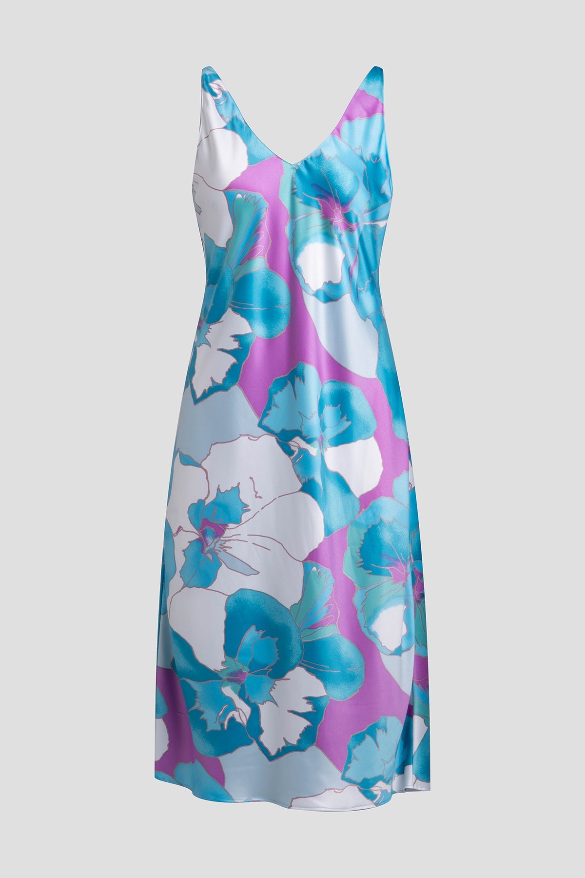 NATORI Floria Printed Satin Slip Dress