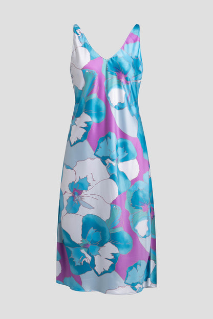 NATORI Floria Printed Satin Slip Dress