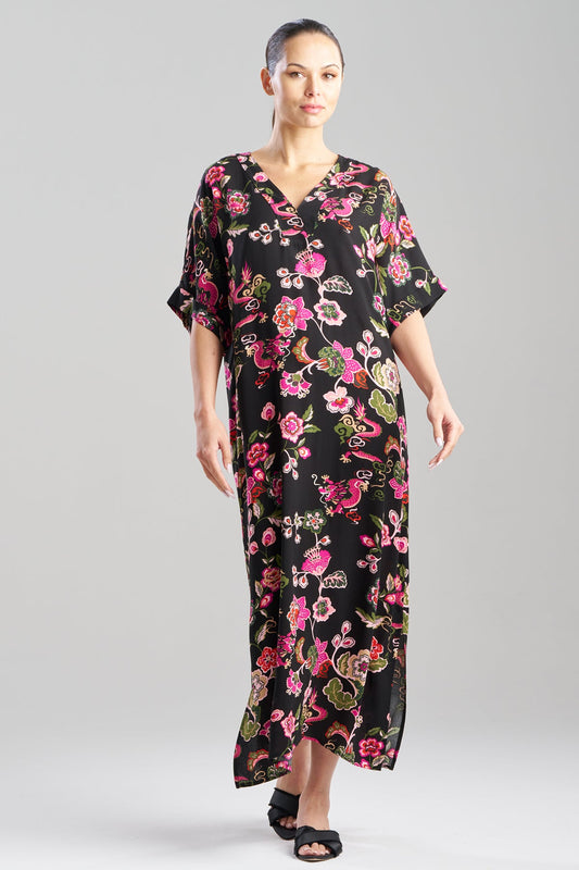 NATORI Fleur Dragon Printed Challis Dolman Caftan