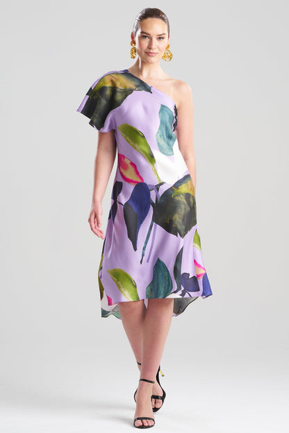 NATORI Yoru Silk Twill One Shoulder Dress