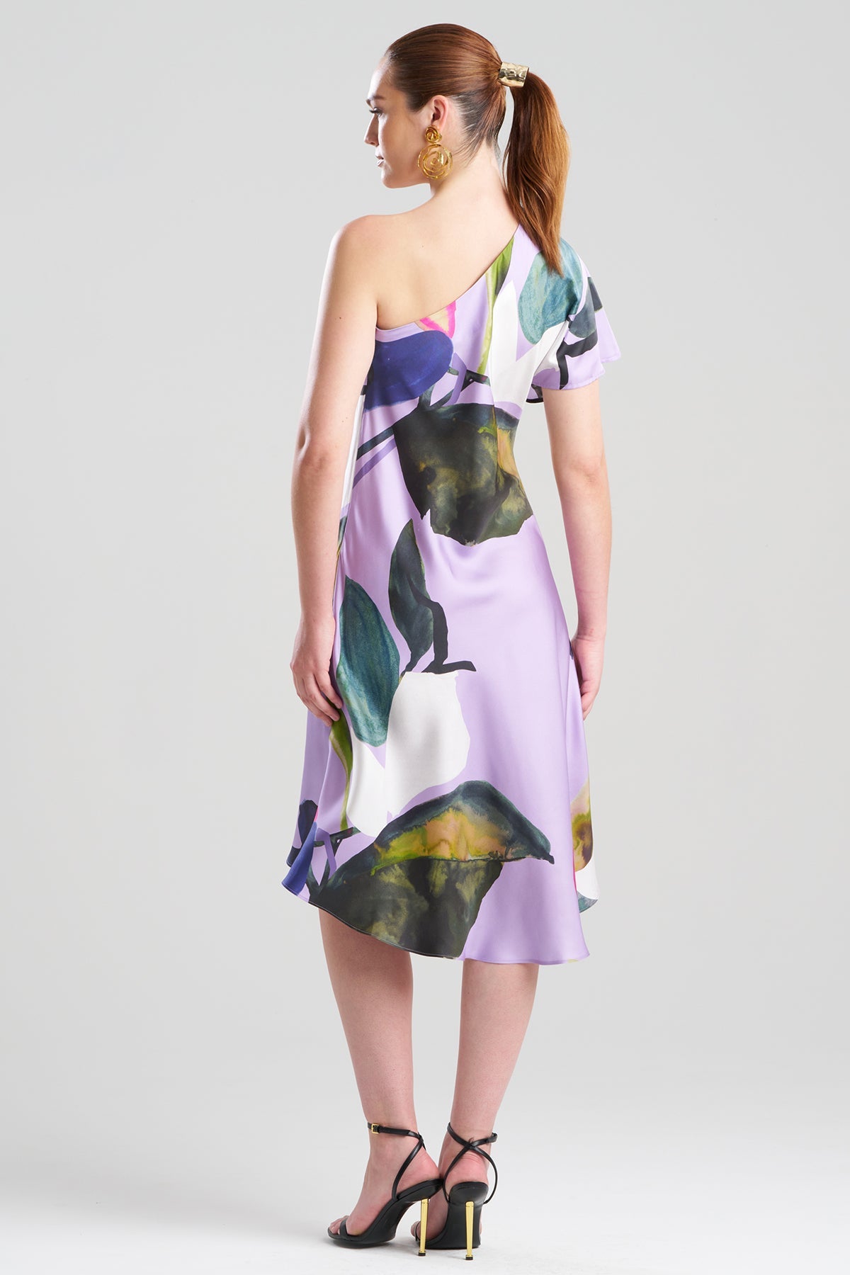 NATORI Yoru Silk Twill One Shoulder Dress