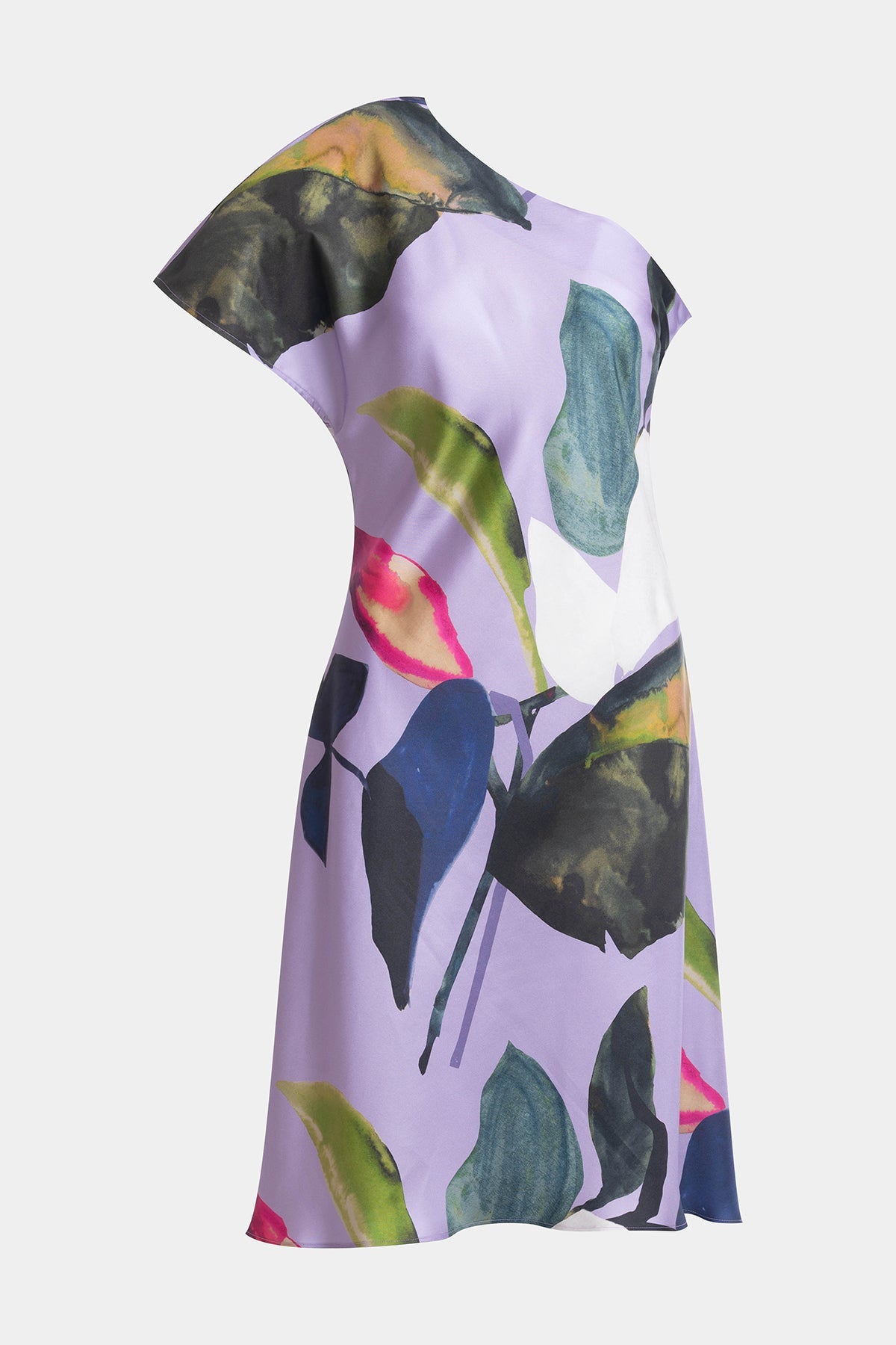 NATORI Yoru Silk Twill One Shoulder Dress