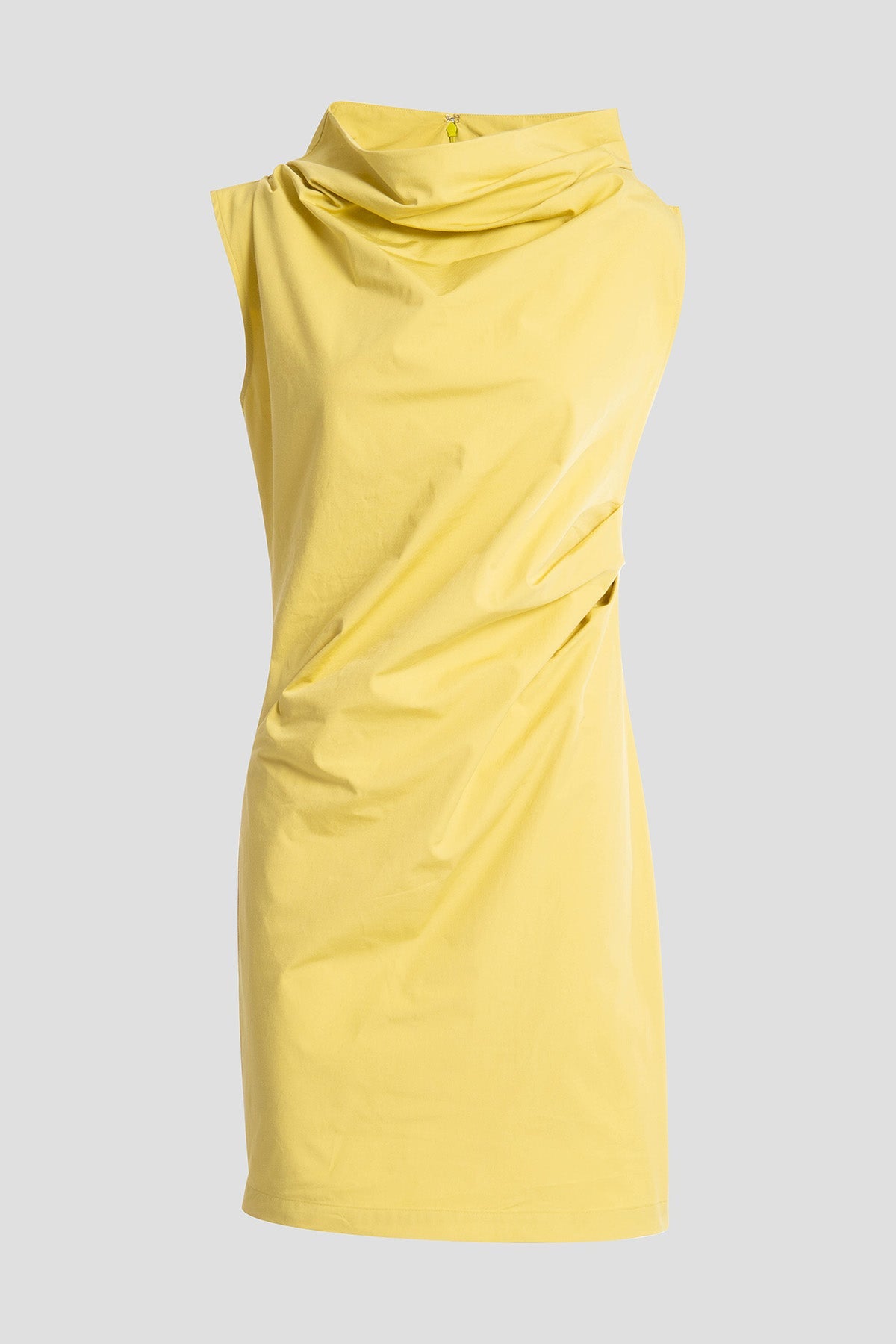 NATORI Tech Cotton Taffeta Asymmetric Funnel Neck Dress