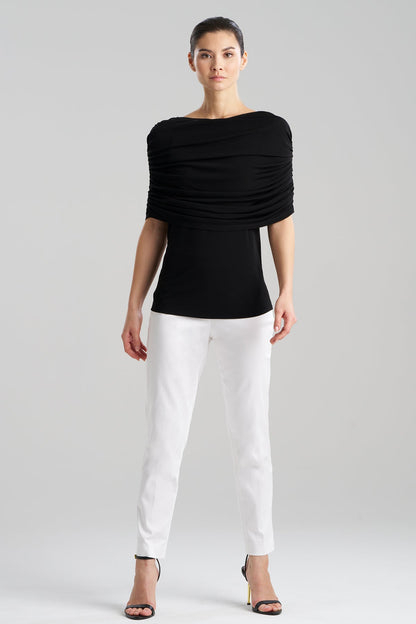 NATORI Matte Jersey Rouched Shoulder Top