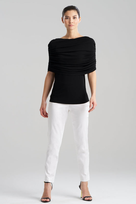 NATORI Matte Jersey Rouched Shoulder Top