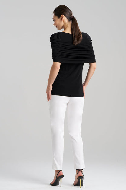 NATORI Matte Jersey Rouched Shoulder Top