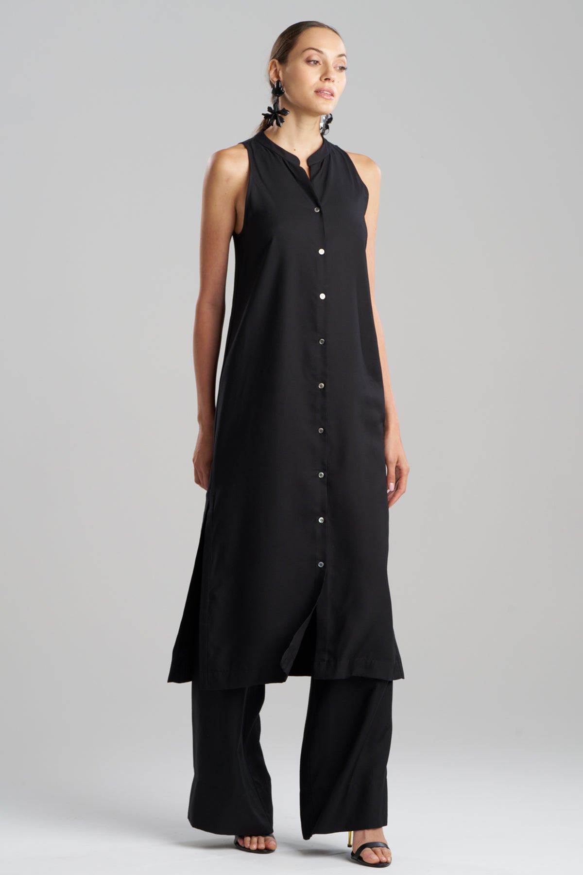 NATORI Cotton Silk Twill Sleeveless Tunic