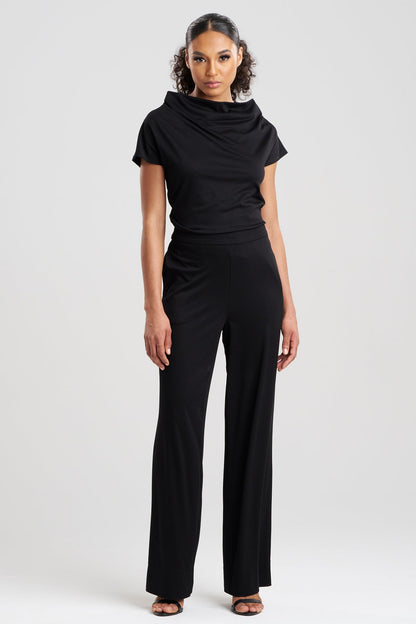 NATORI Crepe Knit Wide Pull On Pants