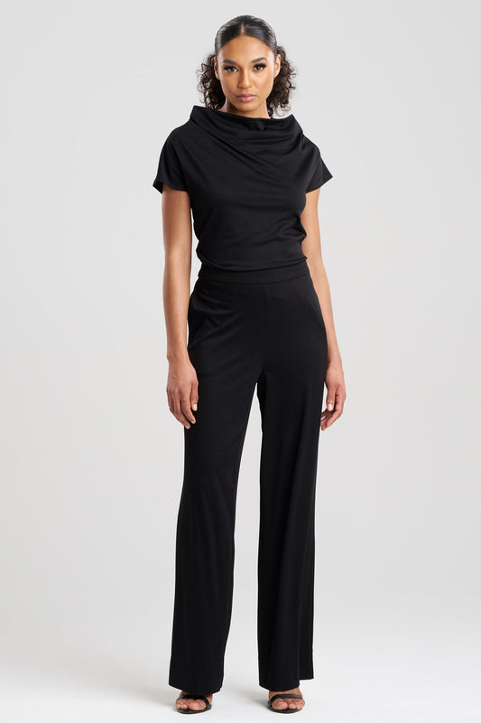 NATORI Crepe Knit Wide Pull On Pants