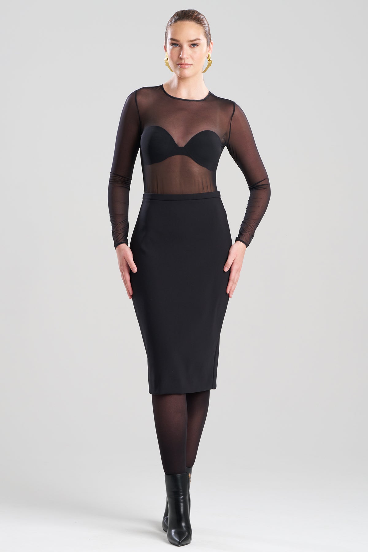 NATORI Techno Crepe Pencil Skirt