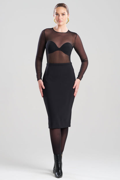 NATORI Techno Crepe Pencil Skirt