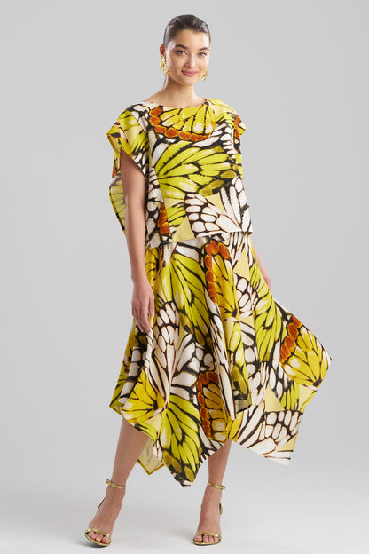 NATORI Butterfly Linen Blend Beaded Square Top