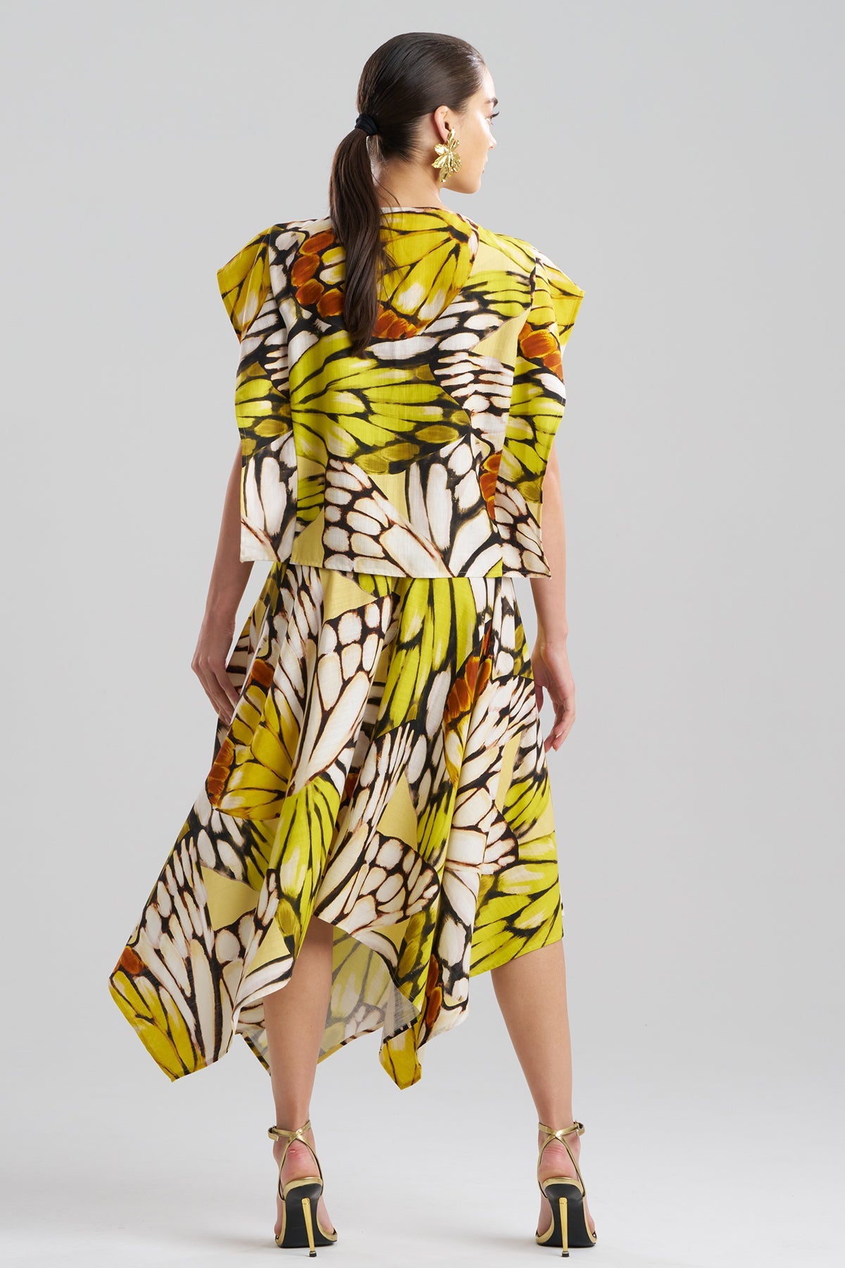 NATORI Butterfly Linen Blend Beaded Square Top