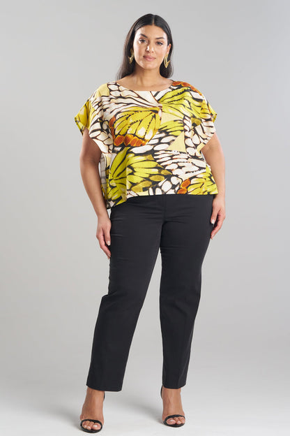 NATORI Butterfly Linen Blend Beaded Square Top
