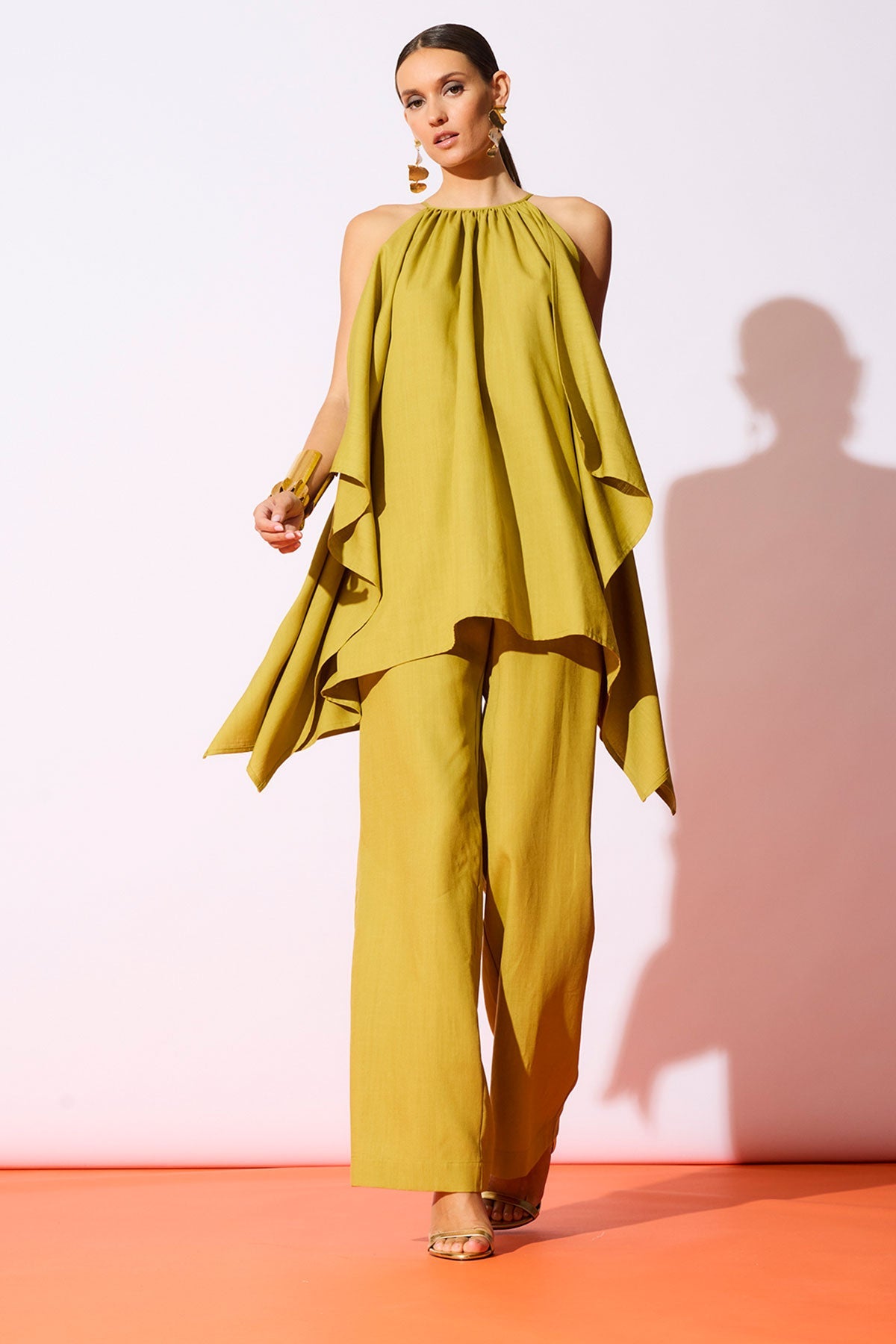 NATORI Solid Linen Handkerchief Hem Tunic