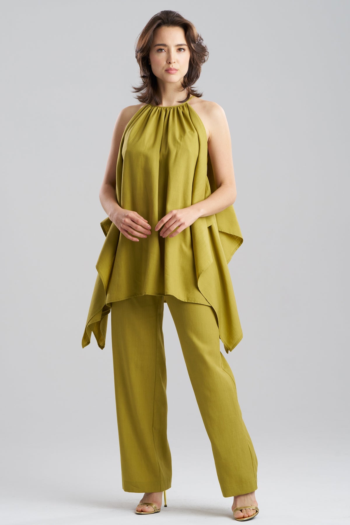 NATORI Solid Linen Handkerchief Hem Tunic