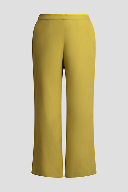 NATORI Solid Linen Pull On Straight Leg Pants