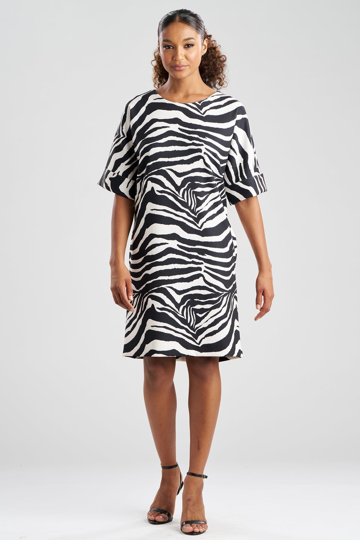 NATORI Zebra Knit Crepe T-Shirt Dress