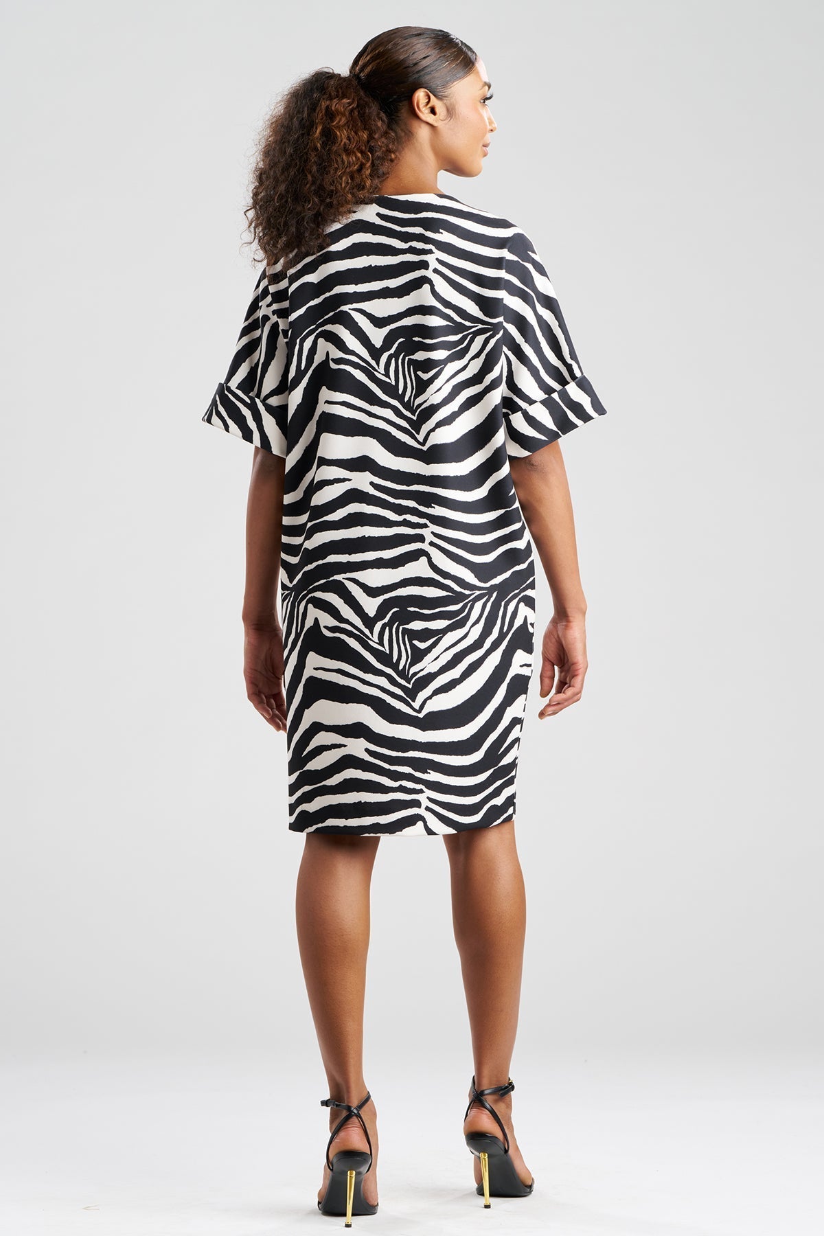 NATORI Zebra Knit Crepe T-Shirt Dress