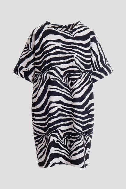 NATORI Zebra Knit Crepe T-Shirt Dress