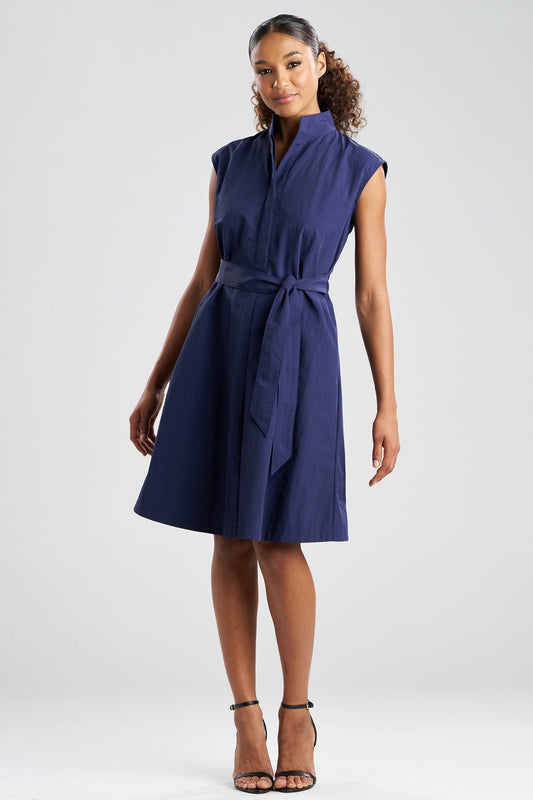NATORI Solid Taffeta Tie Front Dress
