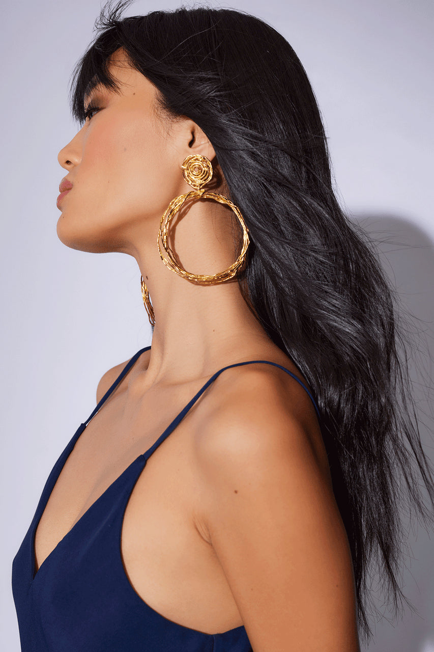 NATORI Buy Gold Brass Wire Hoop Earrings in Antique Gold Online