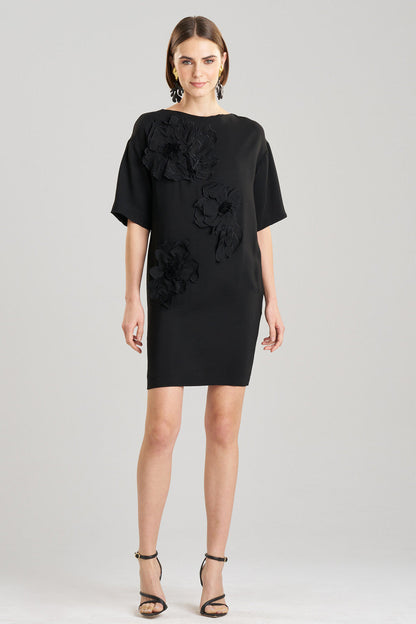 NATORI Buy Stretch Crepe Embellished T-Shirt Dress in Black Online