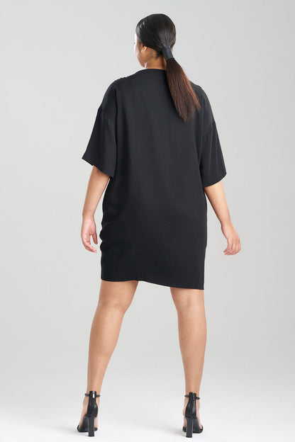 NATORI Buy Stretch Crepe Embellished T-Shirt Dress in Black Online