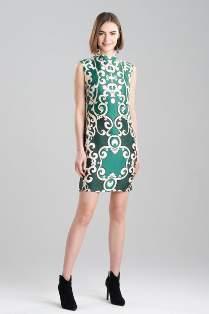 NATORI Buy Leticia Printed Crepe Sheath Dress in Tile Green Online
