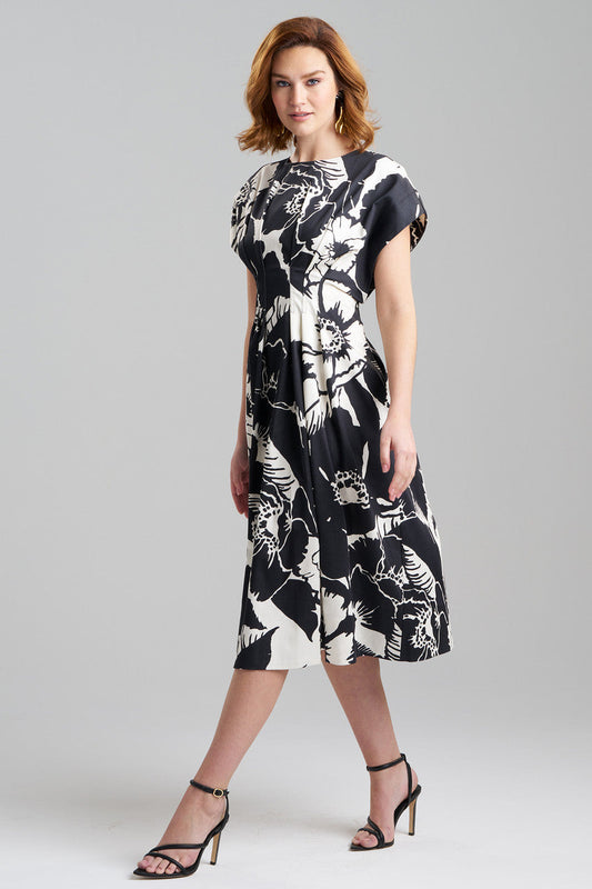 NATORI Buy Cote D'Azur Cotton Chino Fit & Flare Pleated Dress in Cream/Black Online