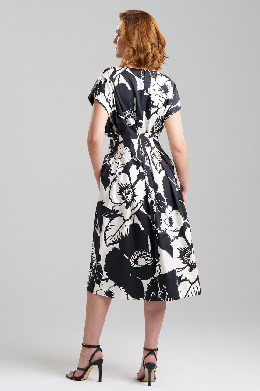 NATORI Buy Cote D'Azur Cotton Chino Fit & Flare Pleated Dress in Cream/Black Online