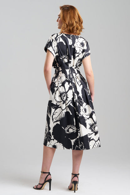 NATORI Buy Cote D'Azur Cotton Chino Fit & Flare Pleated Dress in Cream/Black Online