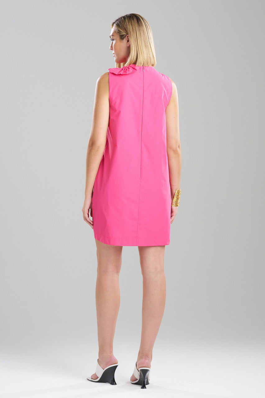 NATORI Buy Techno Poplin Embroidered Shift Dress in Electric Pink Online